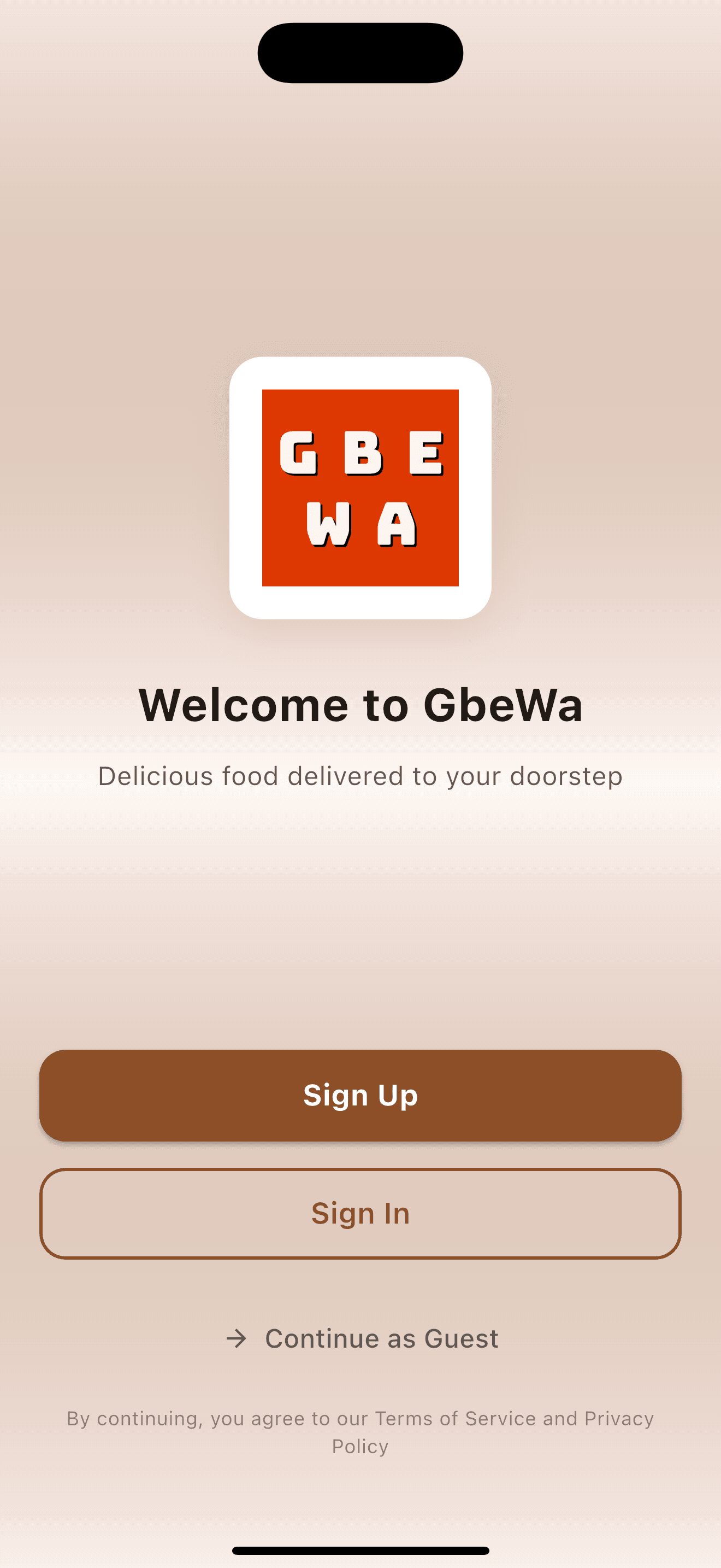 Gbewa App Home Screen